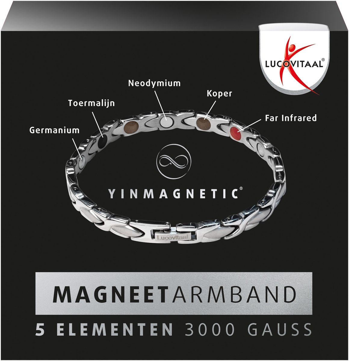 Bol.com Lucovitaal Yinmagnetic Magneet Armband Zilver aanbieding