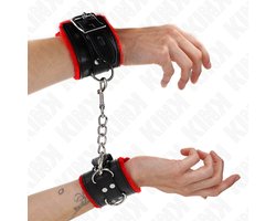 Kink - Fur Lined Wrist Restraints With Square Holes Red And Black Belt Adjustable 17-29 Cm X 6 Cm