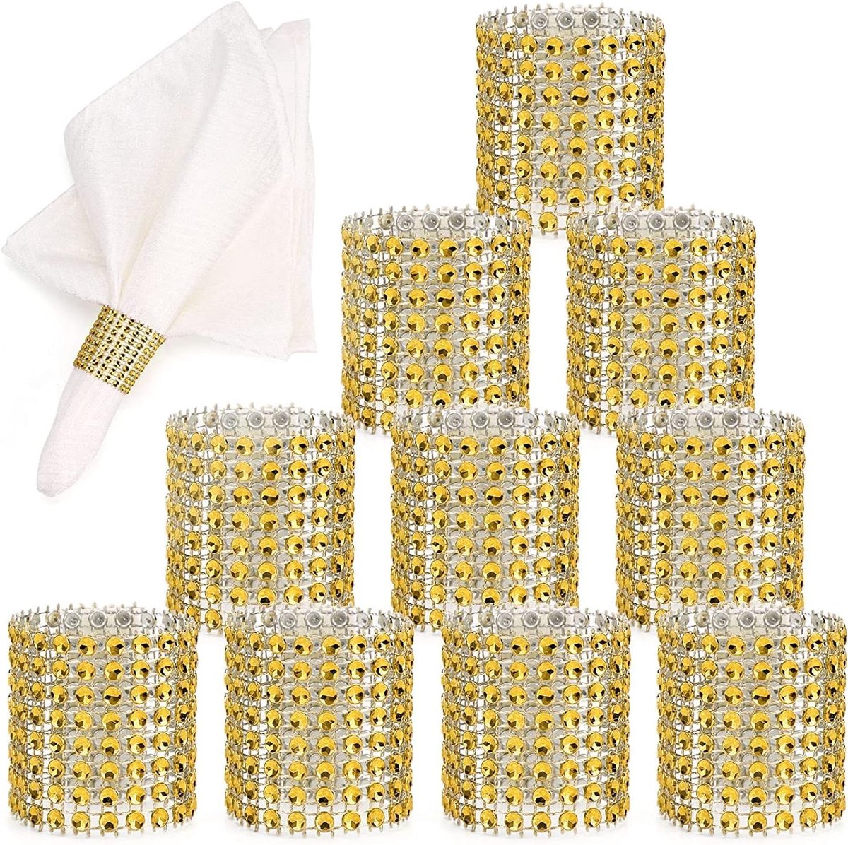 Gigicial Servetringen - Gouden Servetringen - Strasslint Flexibel Voor Bruiloftsdecoraties - 100 Stuks - Goud