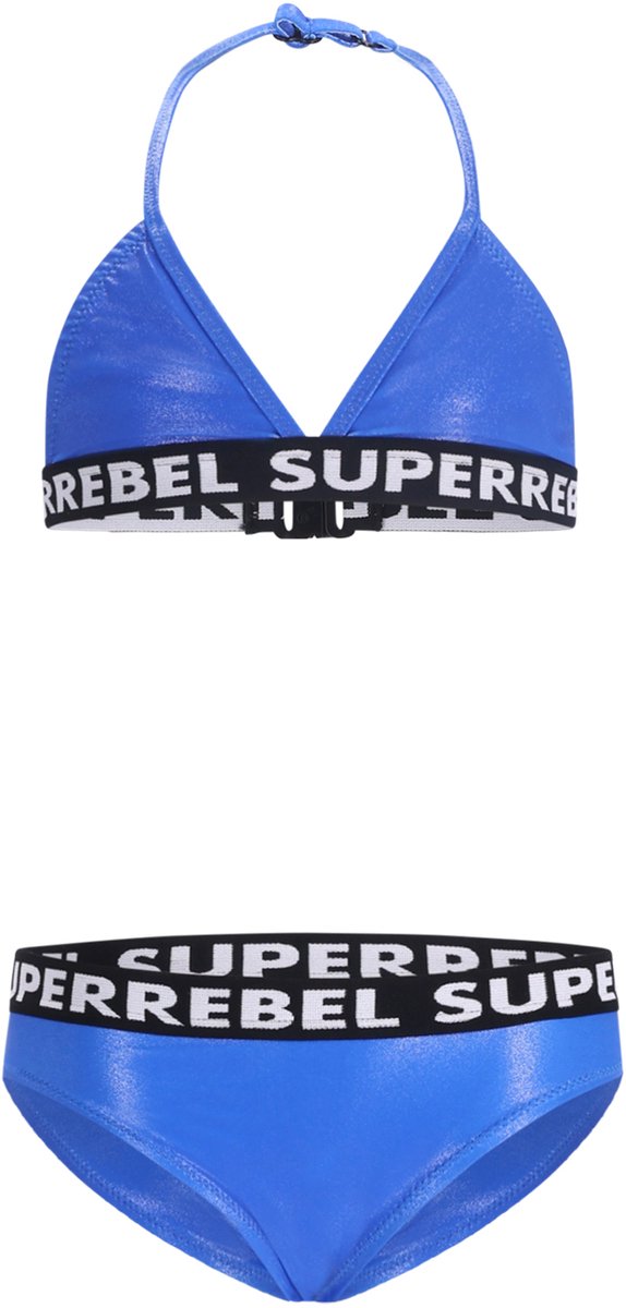 SuperRebel - Isla basic cool triangle bikini - Metallic Kobalt - Maat 176