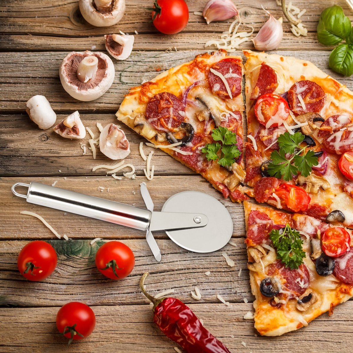 Pizzasnijder, roestvrijstaal en vaatwasserbestendig