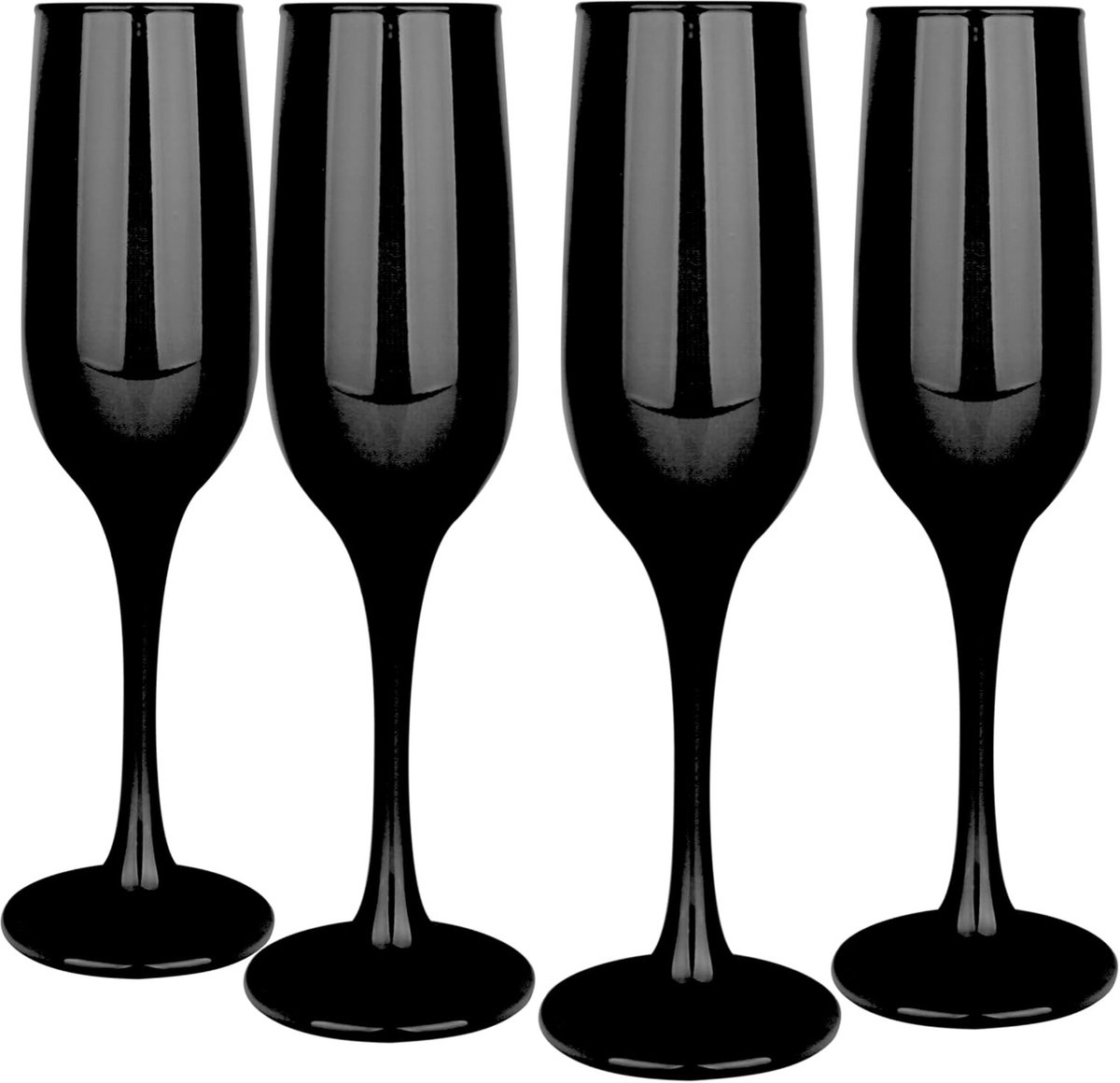 Set van 4 Zwarte Champagneglazen 200 ml voor Prosecco en Mousserende Wijn