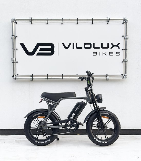 Vilolux® Fatbike electrisch - Fatbike C80 - GREY - Legaal - Rijklaar geleverd - Niet opvoerbare fatbike - 2 Jaar garantie - Hydraulische remmen - Alarm - Telefoontasje - Full Color LCD Display van Merkloos — afbeelding 2