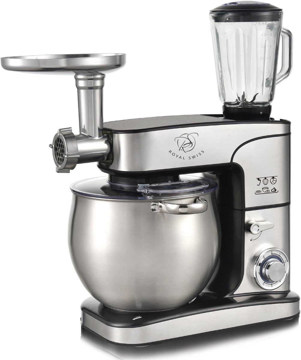 Keukenmachine - Keukenrobot 12L - met Blender en Vleesmolen - 3-in-1 Krachtige 2000W - Met Accessoires - Royal Swiss