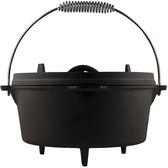 Dutch Oven 4,5Qt - 3,5 liter - The Windmill - 3-delig - Gietijzer Braadpan - Zwart