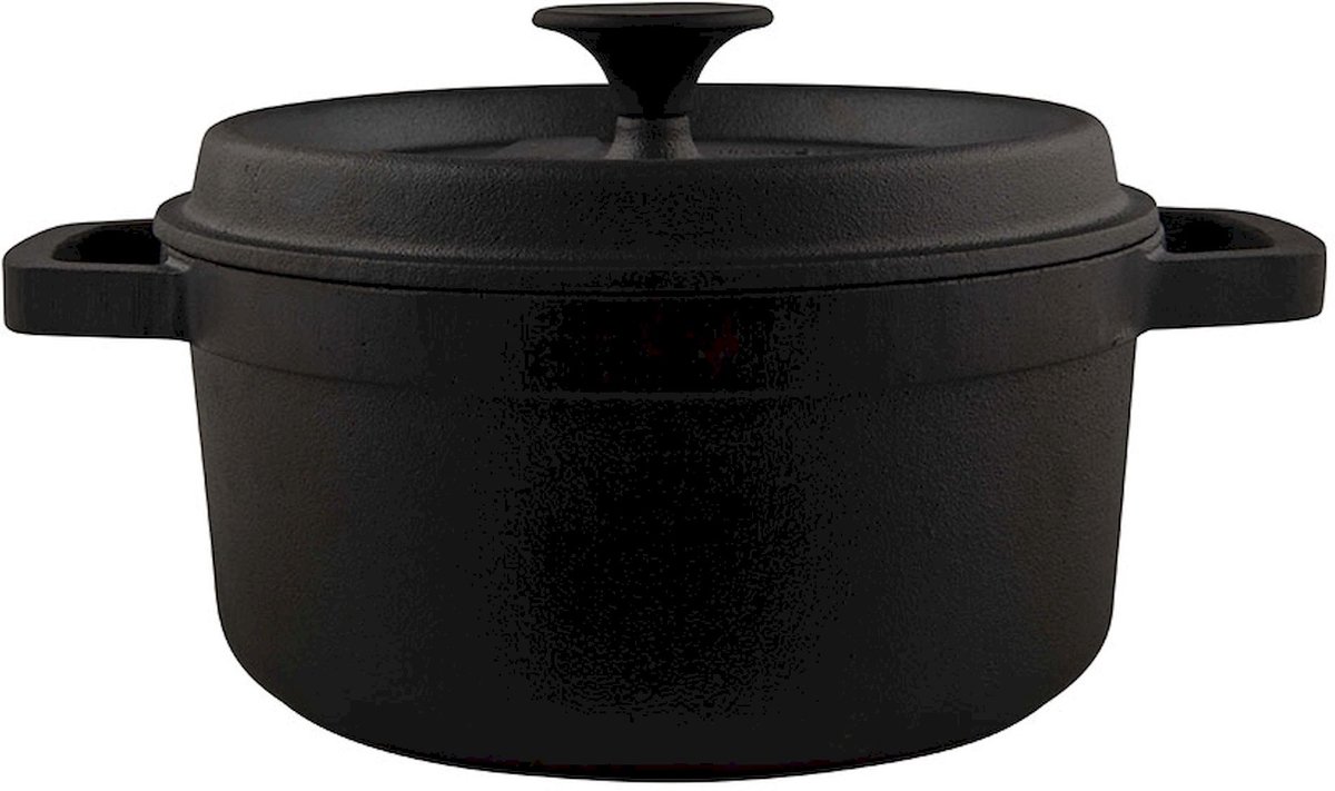 The Windmill BBQ pan S 2 ltr - gietijzeren pan met deksel en een vlakke bodem