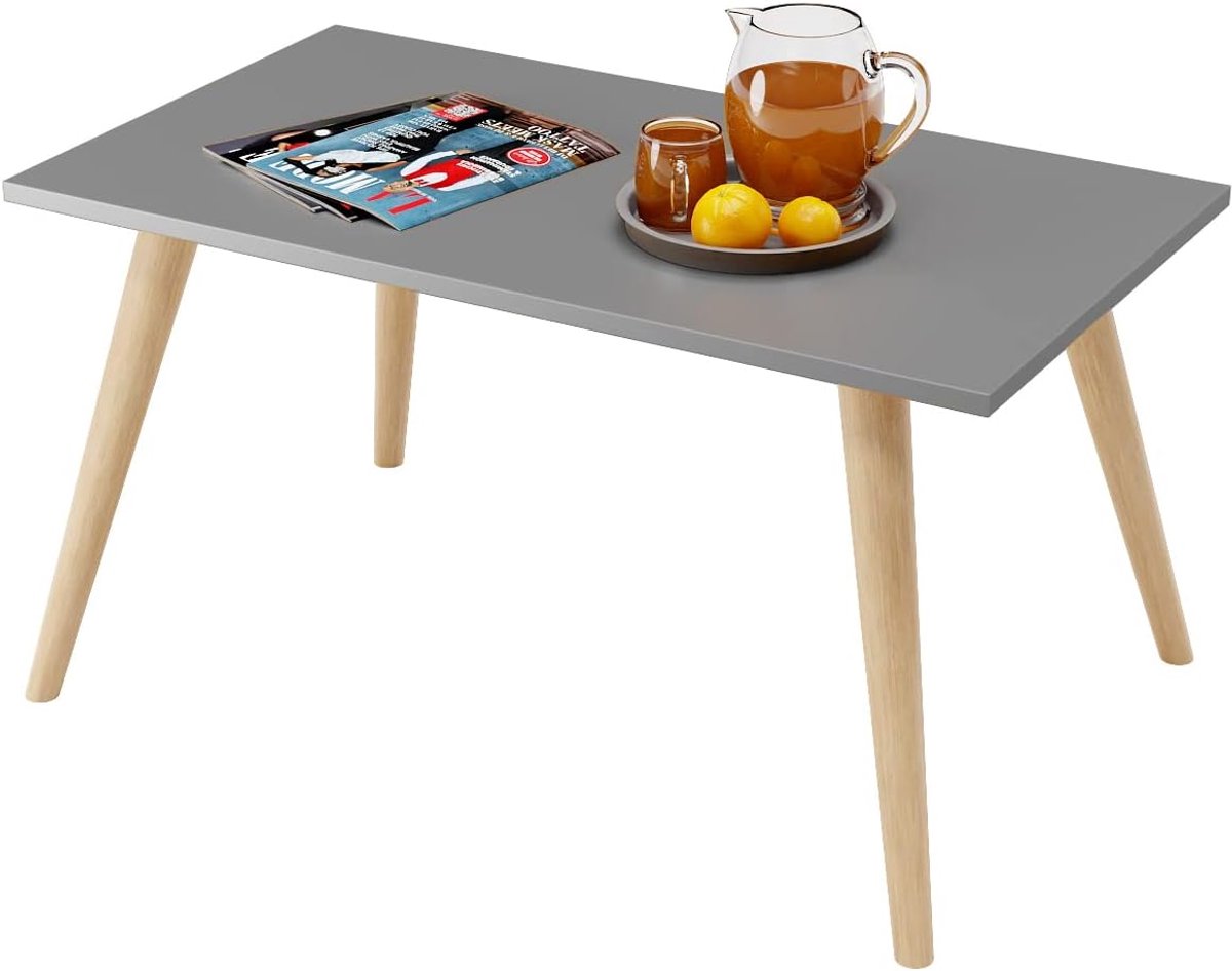 BOGATECO Scandinavische Salontafel 90 x 50 x 47 cm - Banktafel met Beukenhouten Poten - Moderne Woonkamertafel - Keuze uit 7 Kleuren