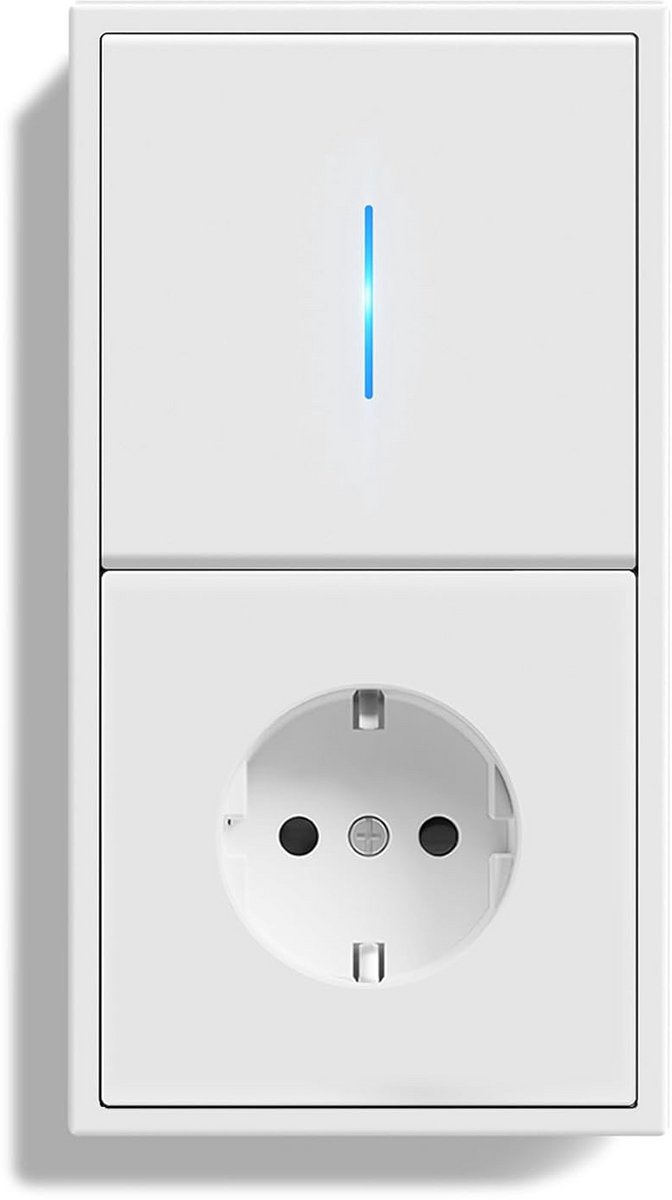 Inbouw Lichtschakelaar met Stopcontact en Indicator - 1-voudig Dubbel