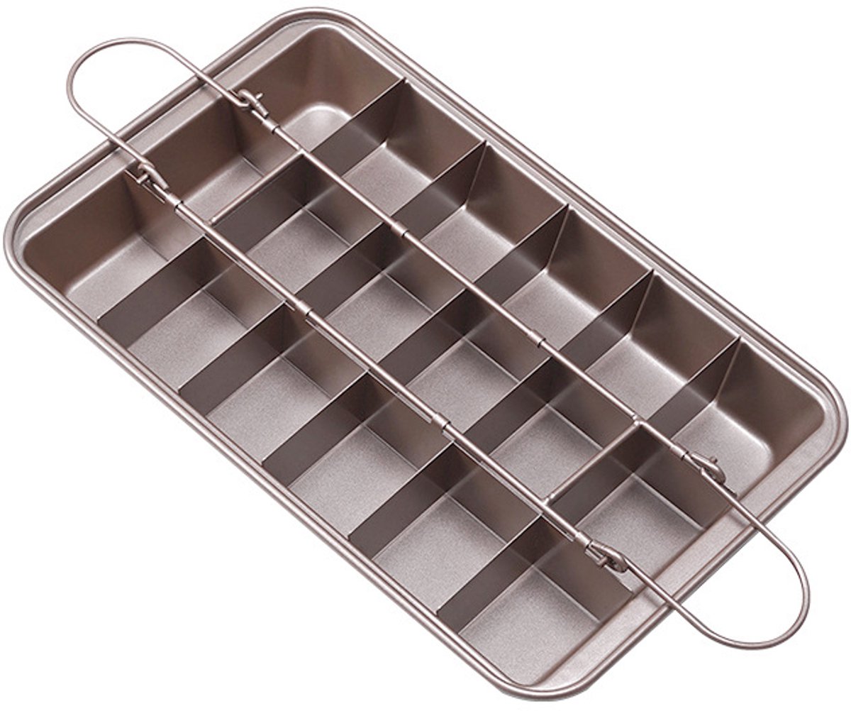 NAXSIR Brownie Bakvorm Rechthoekig 31x20 cm - Antiaanbaklaag met 18 Verdeelders | Voor Brownies, Chocoladecake & Koekjes