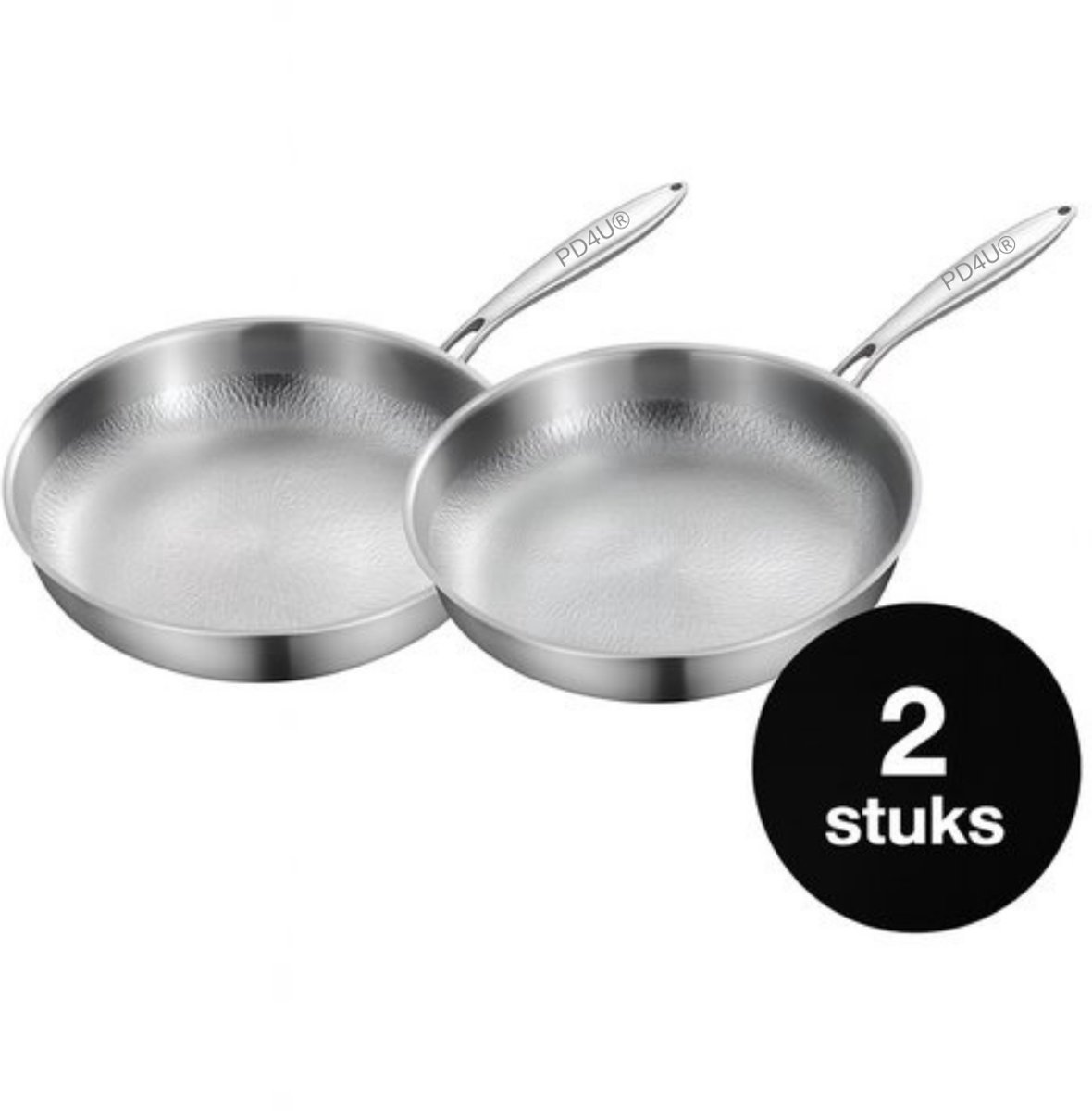 PD4U® 2STUKS Titanium Pan – Titanium Koekenpan – Koekenpannen – PFAS-Vrij – Sterke Anti-Aanbaklaag – Inductie Geschikt – Ø 28 cm en Ø 30 cm – Duurzame Koekenpan