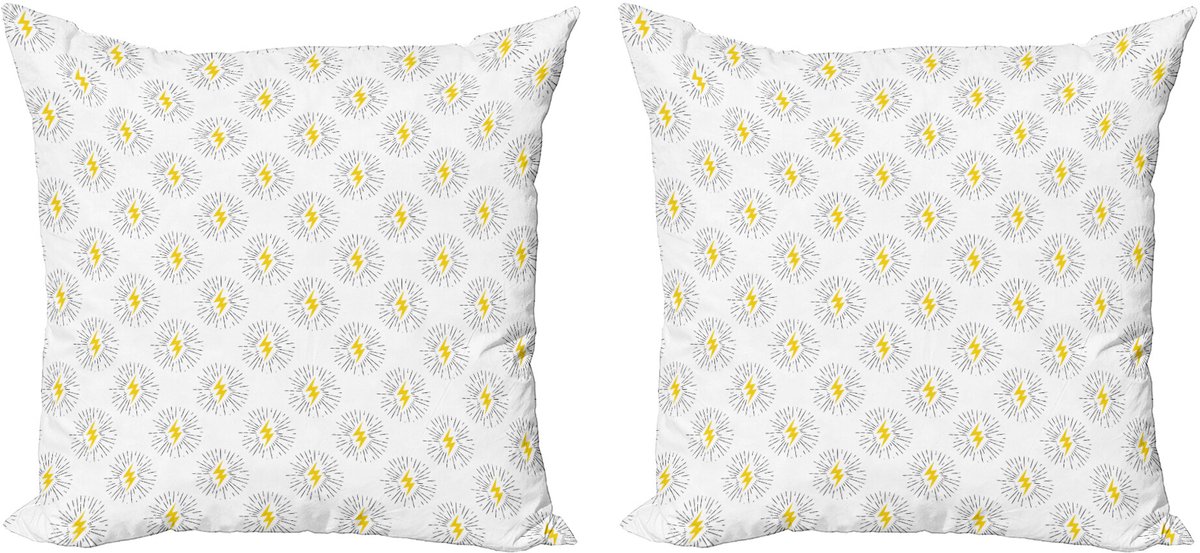 ABAKUHAUS Zwart-gele decoratieve kussenhoes, 2 stuks, Bolt Sunburst, 40x40 cm, zwart en geel