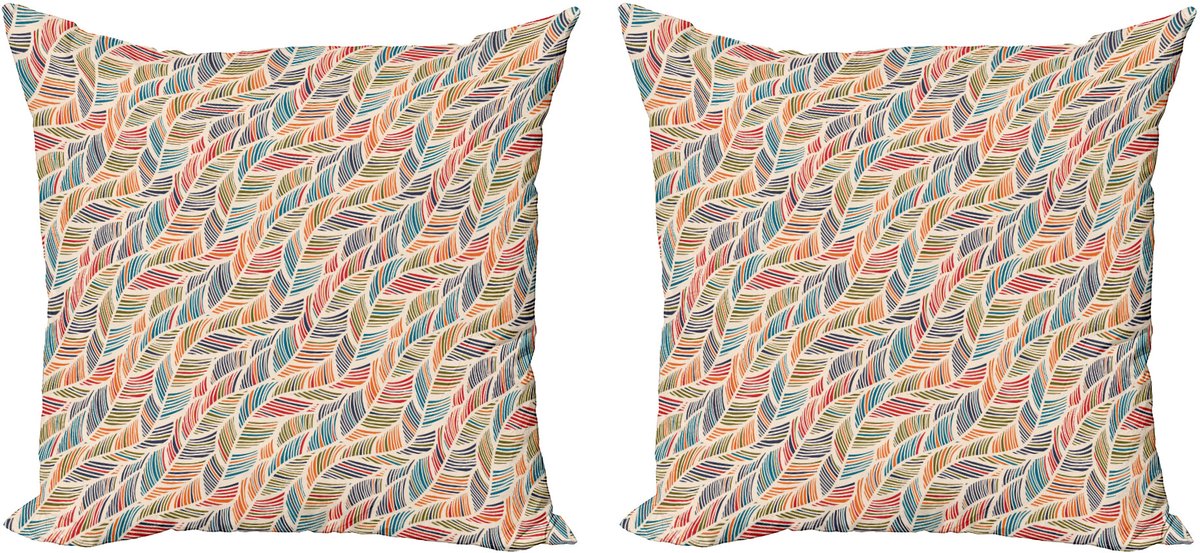 ABAKUHAUS Boho decoratieve kussenhoes, 2-pack, abstracte verengolf, 45x45 cm, meerkleurig
