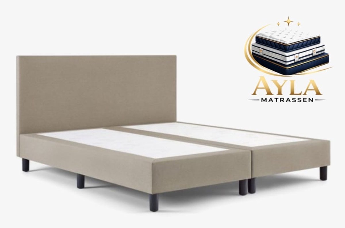 Boxspring Ayla Royal - 160x210 Zonder matras - Beige Glad - Ayla Matrassen - 2 persoons