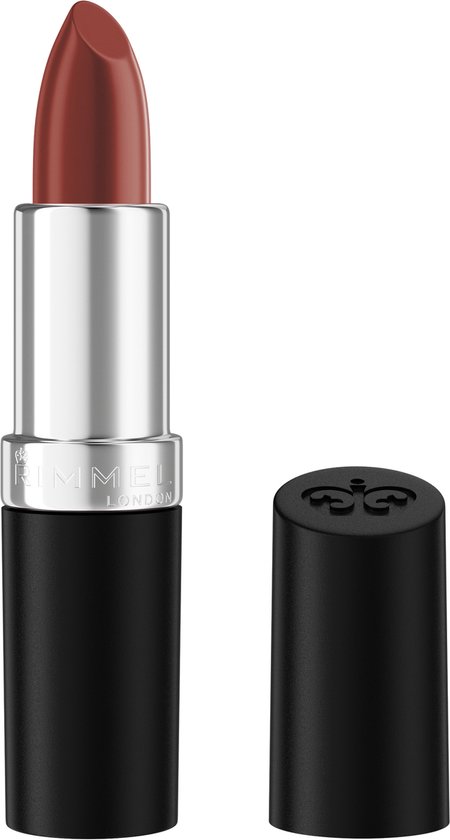 Rimel London, Lasting Finish Satin Lipstick, Kinda Sexy, Langhoudende lipstick, Met aloë veraboter, Onmiddellijke hydratatie, Vegan formule, 4 g