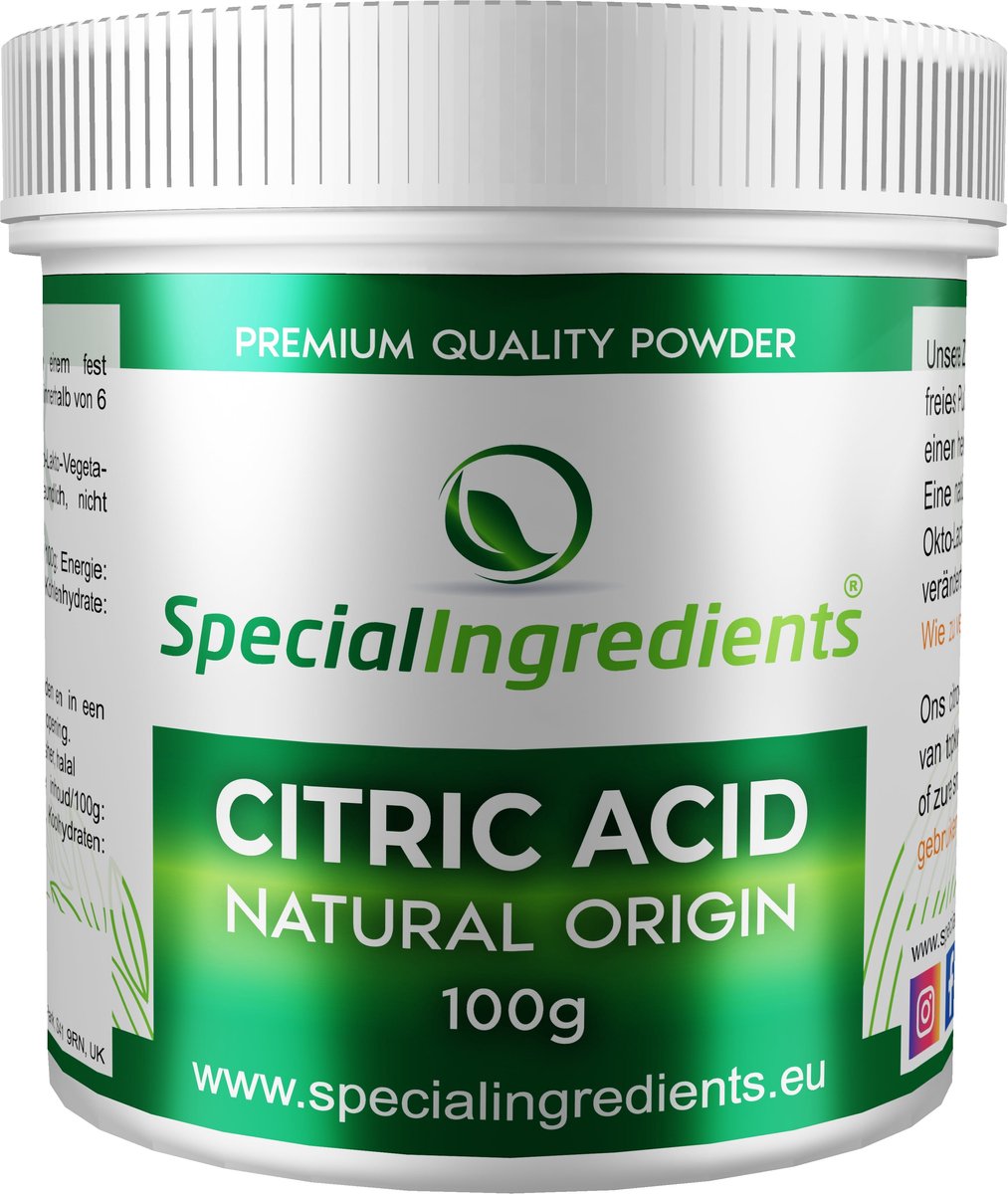 Citroenzuur Poeder - 25 kg - Citric Acid - Geschikt voor Veganisten, Vegetariërs - Hersluitbare Pot - Recycled Plastic