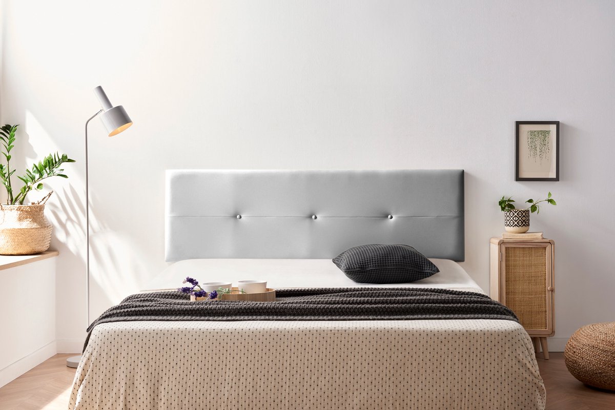 Moonia Hoofdbord - Slaapkamer Accessoire - Kunstleer - Zilver - Modern en Duurzaam - Eenvoudig te Monteren