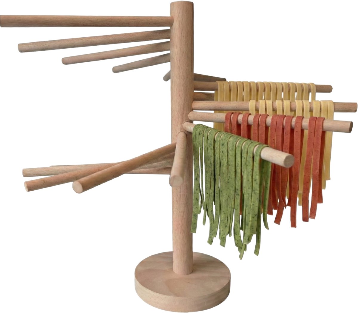 YUGN Pasta Droogrek 16 armen - Hout - 33 x 12 cm - Pastarek - Pastadroogrek - Met eBook