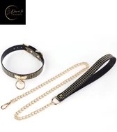 Kinky Gouden Bondage Halsband met Ketting – Fetish choker voor rollenspel & dominatrix – O-Ringchoker, Zwarte PU-leren Ketting, Gotisch Accessoire – Perfect voor Wasteland – Erotische Lingerie – B.I.T.C.H. & kinky events | Dare to Undress