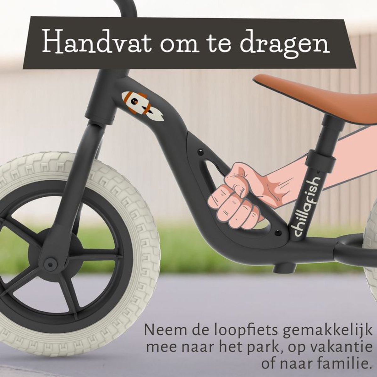 Chillafish Loopfiets 2 jaar - Lichtgewicht met verstelbaar zadel en stuur - Zwart - Loopfiets voor jongens en meisjes tot 4 jaar met handvat om te dragen en anti lek banden - Model Charlie — afbeelding 3
