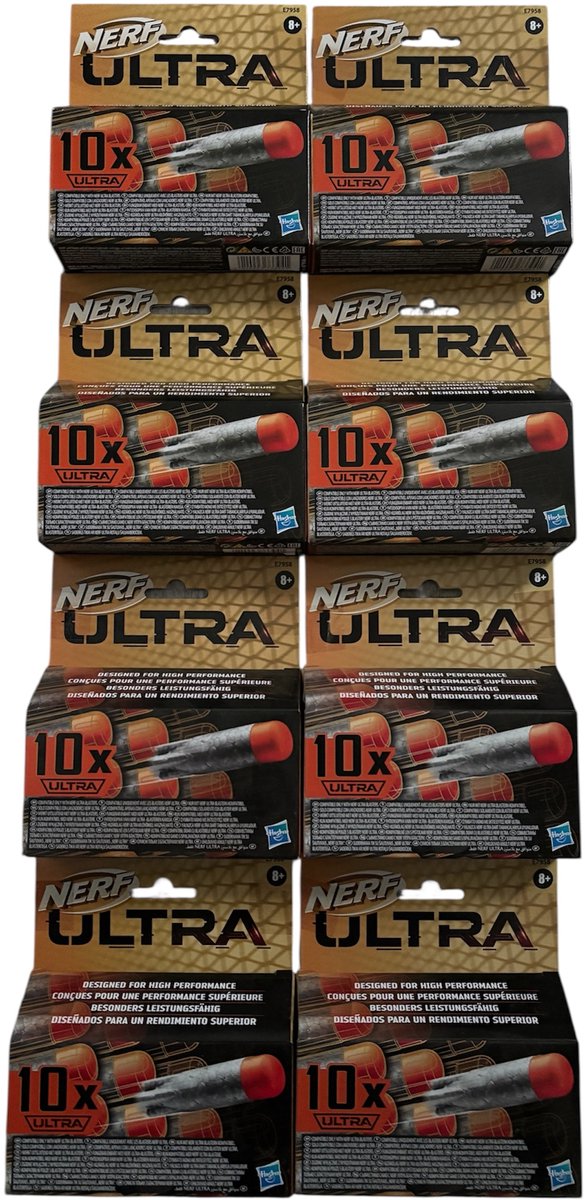 Nerf Ultra Darts – 80 Stuks (8 x 10 stuks) – Originele Nerf Ultra Foam Pijltjes – Refill Pack – Navulling