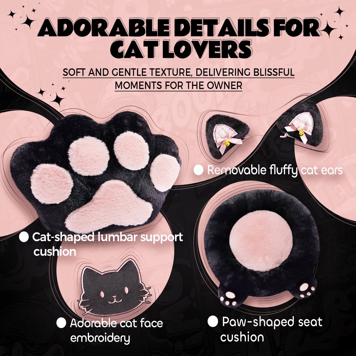 Dowinx Gaming Stoel Roze/Zwart Ergonomisch met Voetensteun - afbeelding 2