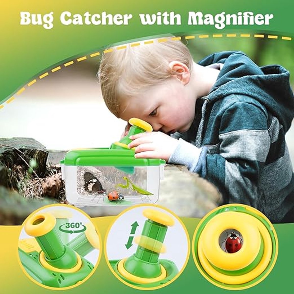 Namajunas - Insecten speelgoed - insectenpotje met vergrootglas - Buitenspeelgoed - Natuur Onderzoekerset - Insecten Explorer - Kinderspeelgoed 4 5 6 jaar - Cadeaus voor jongens en meisjes - Vlindernet, 12 nepinsecten, kinderloep, insectenvanger — cadeau in Spellen & Speelgoed - foto 6