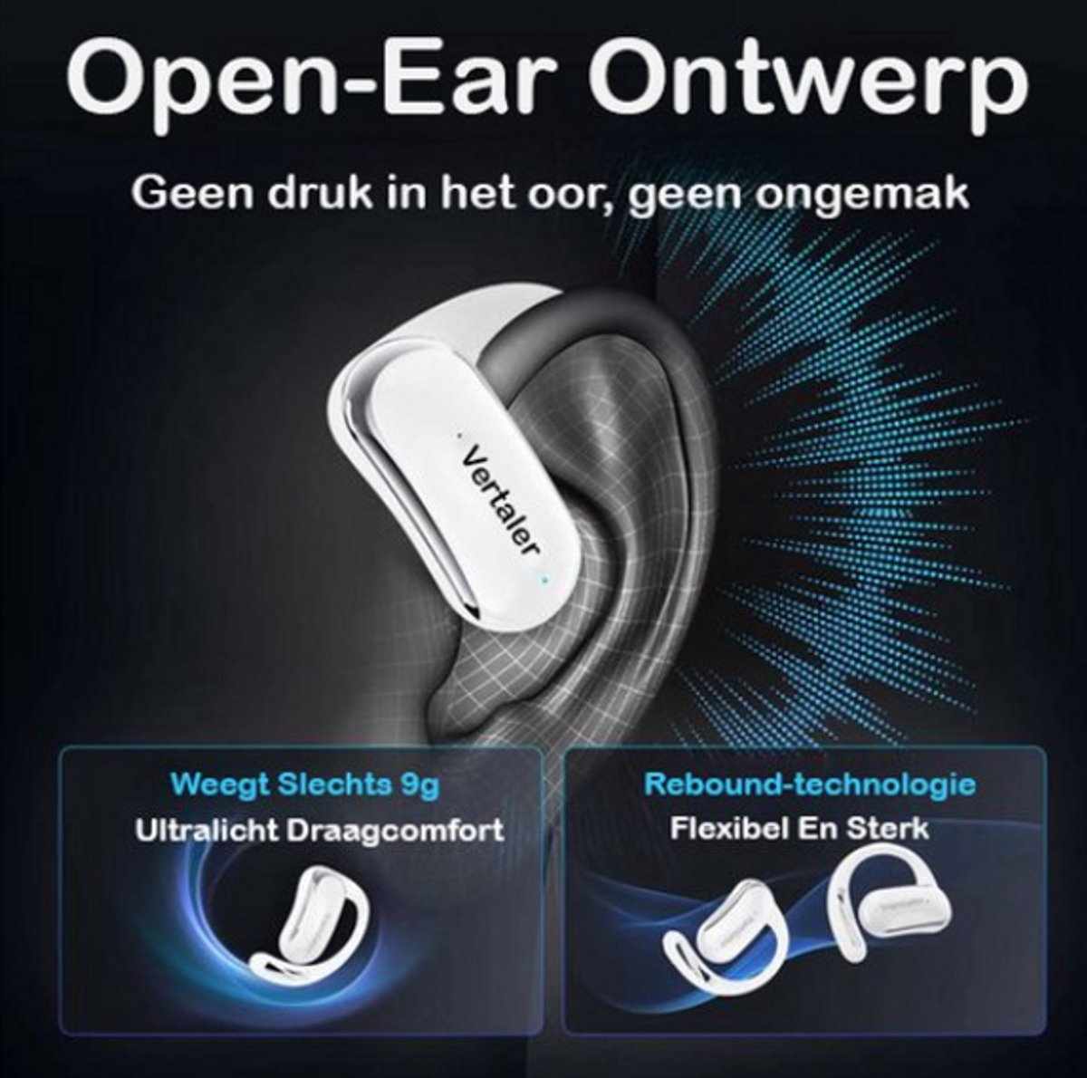 Vertaal oordopjes met spraakvertaler – draadloos vertaalapparaat voor 144 talen, offline vertaling zonder wifi, reis vertaler voor vakantie & zakelijk gebruik-Zwart thumbnail 3