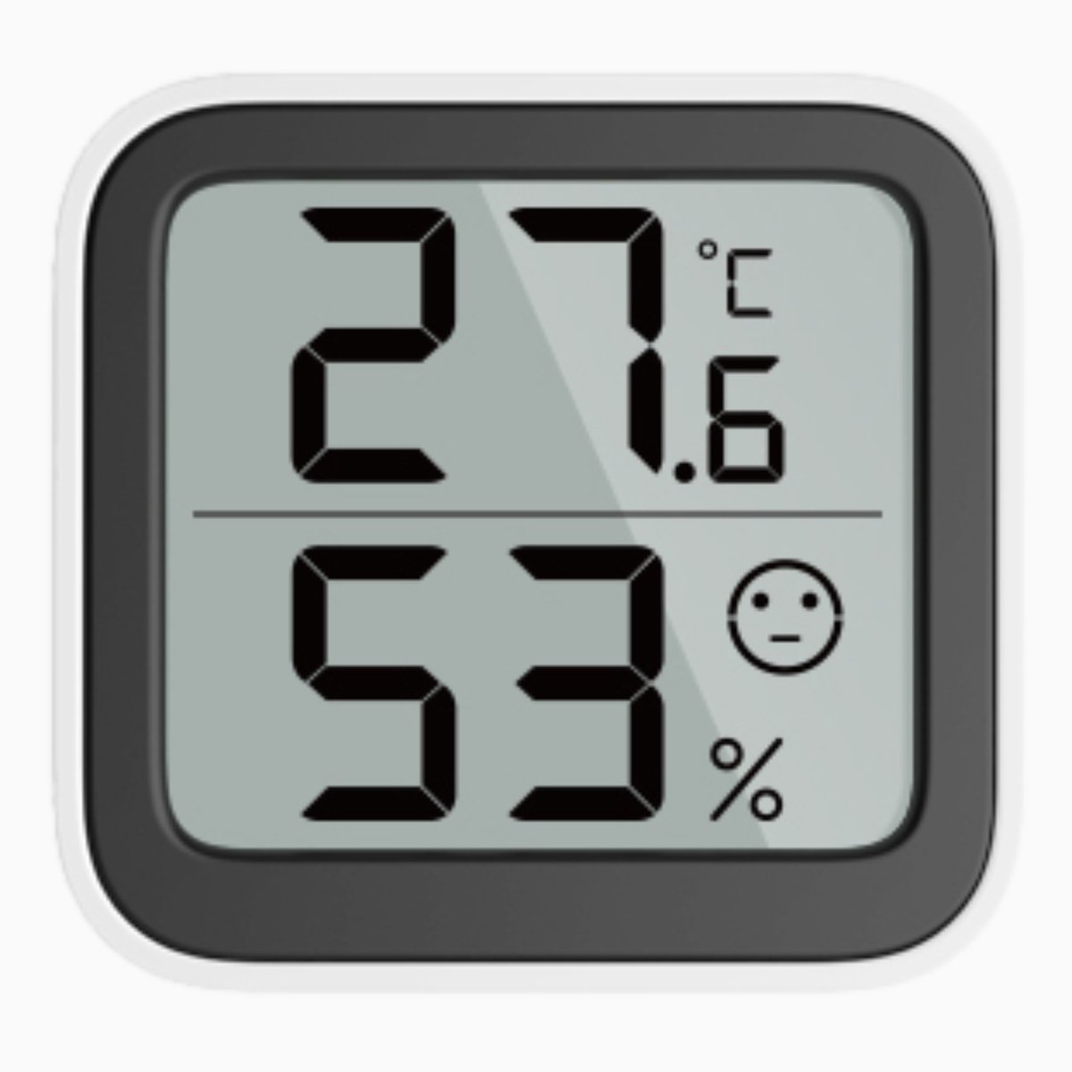 YUCONN - Hygrometer binnen - Thermometer in huis - Luchtvochtigheidsmeter - Weerstation - Digitaal - Inclusief Batterij en Plakstrip - Zwart/wit