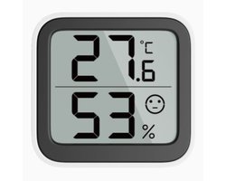 YUCONN - Hygrometer binnen - Thermometer in huis - Luchtvochtigheidsmeter - Weerstation - Digitaal - Inclusief Batterij en Plakstrip - Zwart/wit