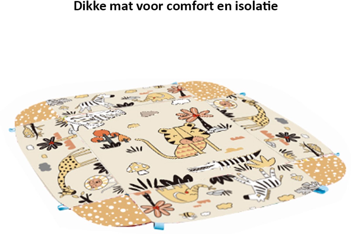 Multifunctioneel Speelkleed Baby + Buikligtrainer - Babygym met AANPASBARE WANDEN - Speelmat met Boog - 4 Speeltjes - Vanaf 0m+ — afbeelding 15