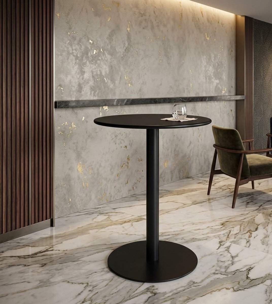 Ronde Bistroplank | Casa Serena Industriële Metaal Bijzettafel, Koffietafel, Terrastafel, Bar- of Desserttafel – Modern Design – Mat Zwart – Diverse Afmetingen – Afmetingen op aanvraag – Casa Dorada