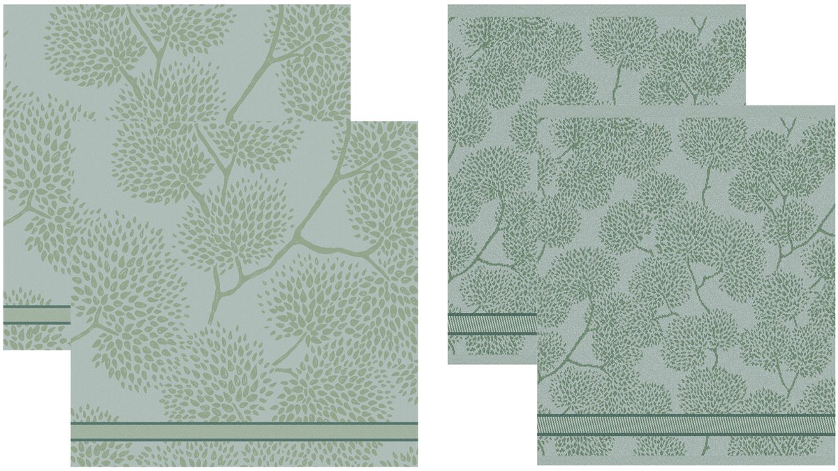 DDDDD - 2x theedoek + 2x keukendoek - Trees - Bomen print - Groen
