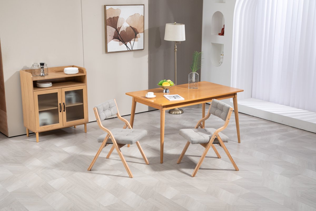 HAUSS SPOLE Vouwstoel – Houten Eetkamerstoel Set Van 2 – Opklapbaar Met Zachte Zitting En Rugkussen – Voor Eetkamer Kantoor Feest – Fluweel Grijs