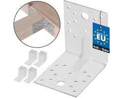 KOTARBAU® 50 Stuks Hoekverbinder, Verzinkt Staal, 100 x 100 x 80 mm, Zilver, Hoekanker Met Ril, Zware Hoekverbinding, Hoekijzer, Versterkingshoek, Montagehoek Voor Houtconstructies
