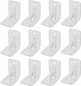 KOTARBAU® 12 Stuks Hoekverbinder, Verzinkt Staal, 60 x 60 x 45 mm, Zilver, Hoekanker Met Ril, Zware Hoekverbinding, Hoekijzer, Versterkingshoek, Montagehoek Voor Houtconstructies