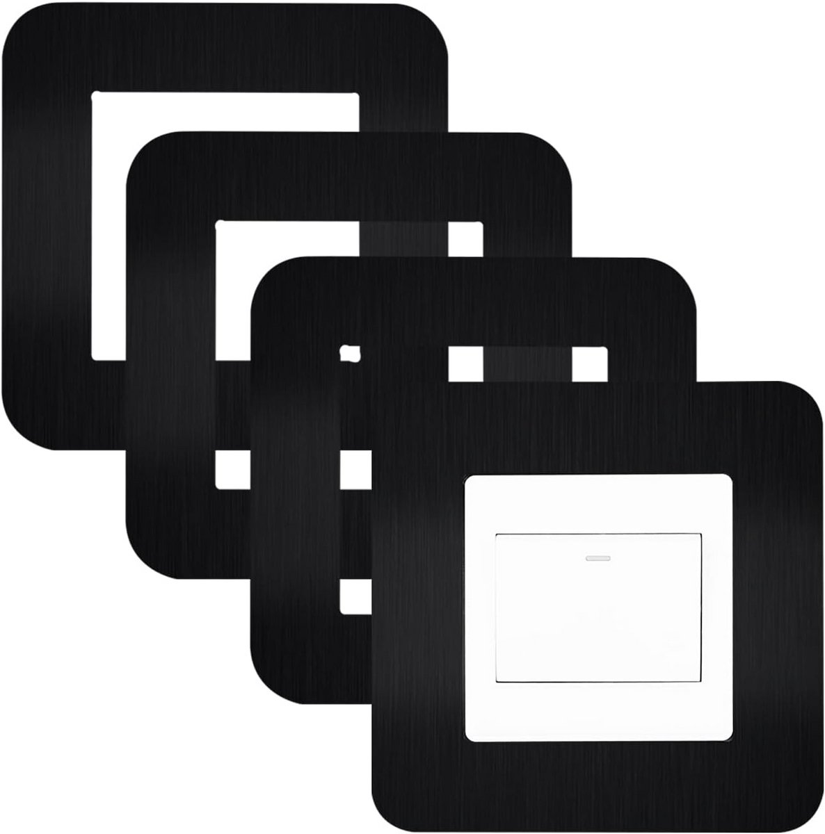 4x Zwarte Decoratieve Afdekplaten voor Lichtschakelaars en Wandcontactdozen - Acryl Surround