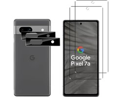 Screenprotector geschikt voor Google Pixel 7A - 2 stuks Beschermglas van glas Transparante glazen schermbeschermfolie + 2 stuks Camera Protector