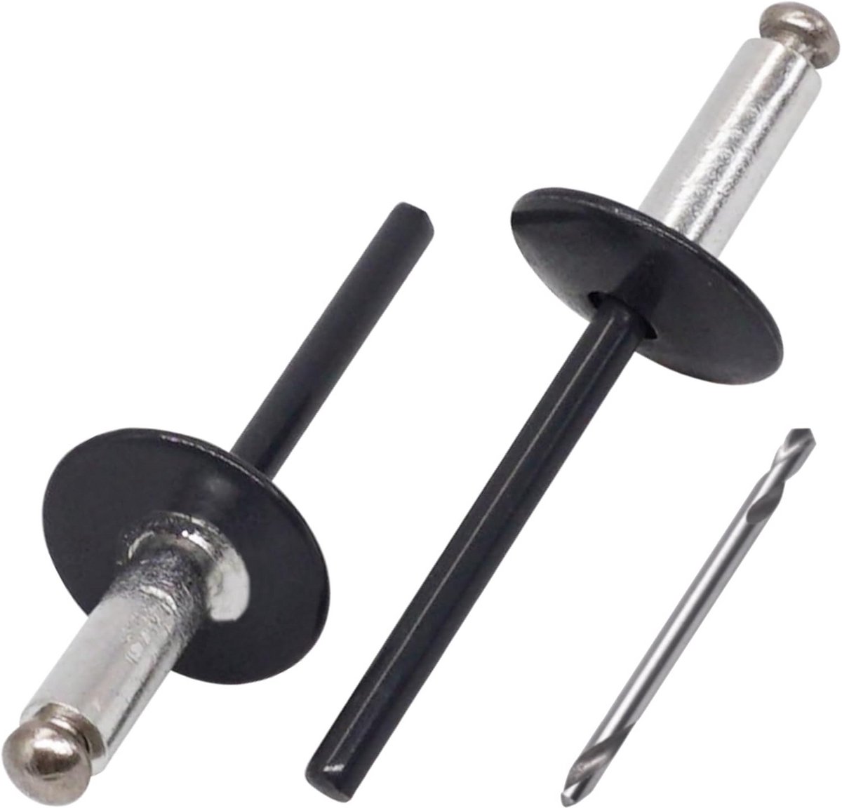 10x Grote Flens Aluminium Blindklinknagels 4.8x14mm Antracietgrijs RAL 7016 Inclusief Boorbit