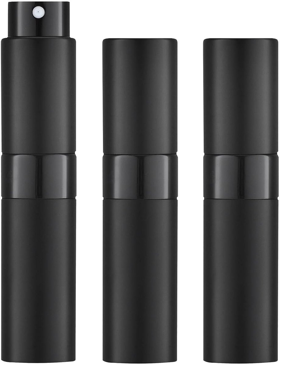 Parfumverstuiver van 8 ml, geschikt voor op reis (3-pack), lege parfumdispenser, draagbare verstuiver, een praktische keuze voor mannen en vrouwen op reis (zwart)