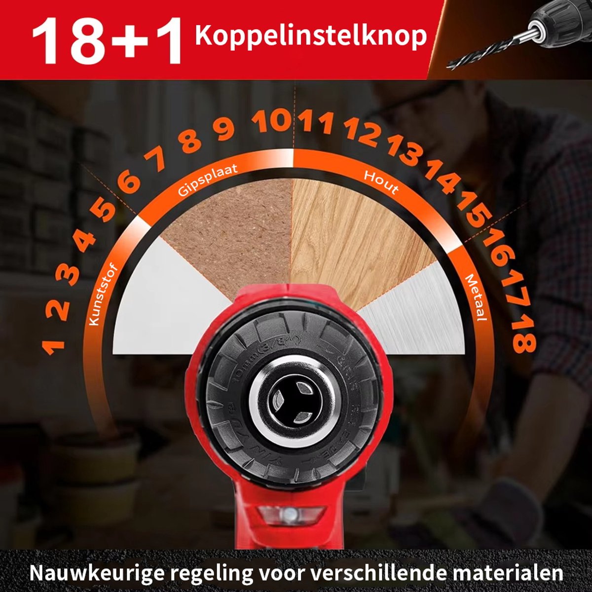 EAFC - Draadloze Accuboormachine – Compacte Elektrische Boor & Schroevendraaier – Incl. accu Oplaadbare – Ideaal voor Klusjes in en om het Huis – Boormachine - Boorhamer – foto 2