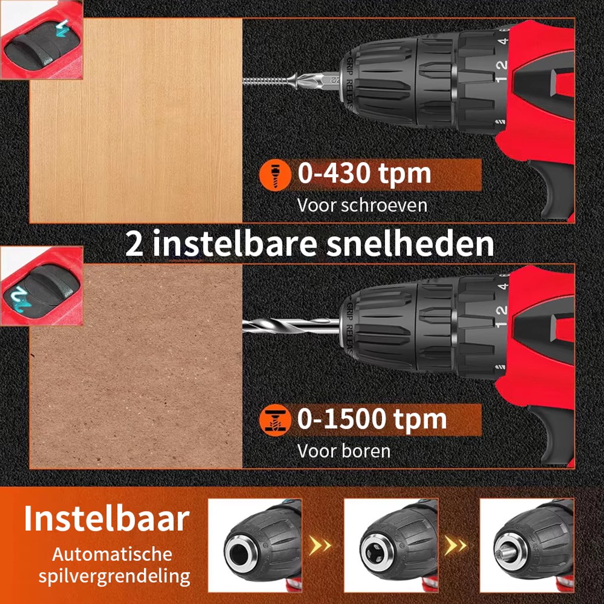 EAFC - Draadloze Accuboormachine – Compacte Elektrische Boor & Schroevendraaier – Incl. accu Oplaadbare – Ideaal voor Klusjes in en om het Huis – Boormachine - Boorhamer – foto 3