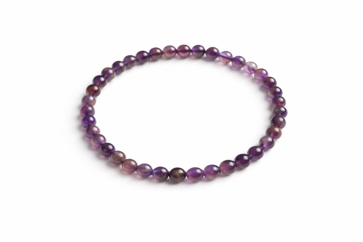 Amethist Armband 6 mm – Natuursteen Kralen – 18 cm – Elastisch - Unisex - Rust & Balans