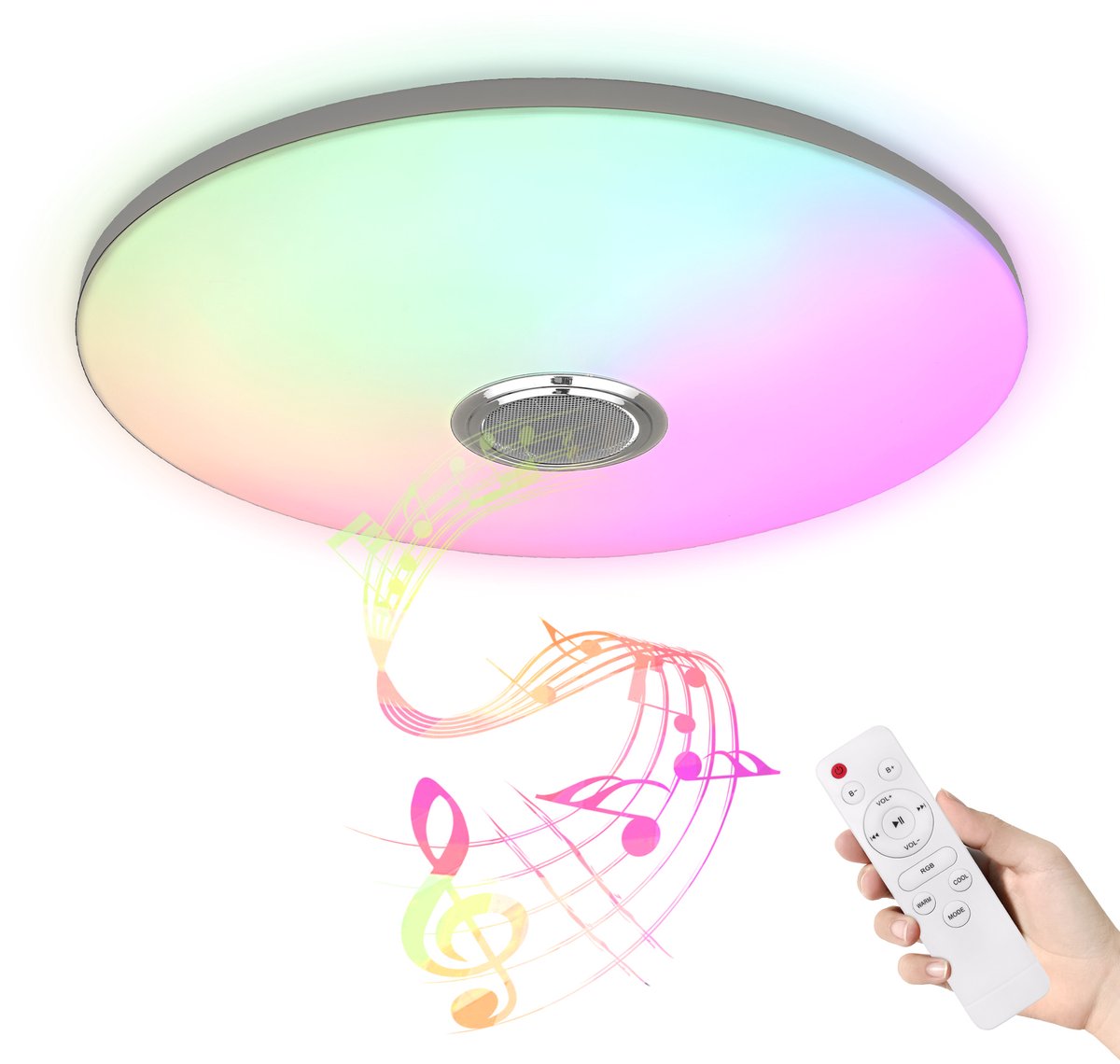72W LED-plafondlamp, dimbaar, RGB-kleurverandering, met Bluetooth-luidspreker, afstandsbediening en app-bediening, muziekweergavelamp voor woonkamer en slaapkamer NAIZY