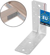 KOTARBAU® Hoekverbinder, Verzinkt Staal, 150 x 150 x 65 mm, Zilver, Hoekanker Met Ril, Zware Hoekverbinding, Hoekijzer, Versterkingshoek, Montagehoek Voor Houtconstructies