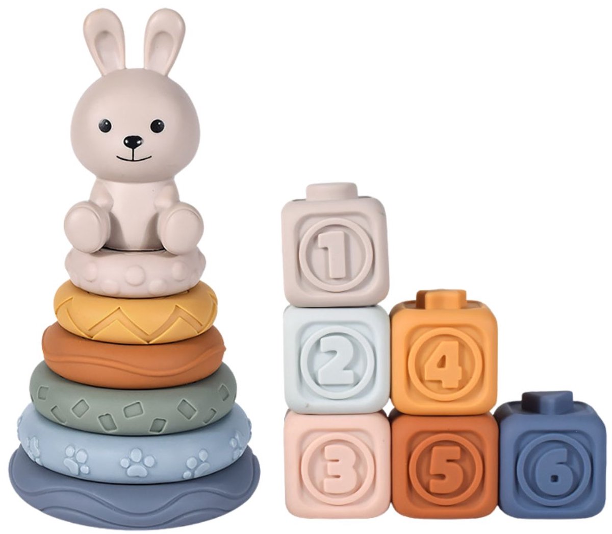 Baby Speelgoed Stapelstenen en Stapeltoren Set - Sensorisch Speelgoed 6 maanden - Baby Stapelblokken 1 jaar - Motoriek Speelgoed 2 jaar - Montessori speelgoed - Meisjes speelgoed 0-2 jaar jongens - Peuter speelgoed -Kraamcadeau Meisje