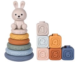 Baby Speelgoed Stapelstenen en Stapeltoren Set - Sensorisch Speelgoed 6 maanden - Baby Stapelblokken 1 jaar - Motoriek Speelgoed 2 jaar - Montessori speelgoed - Meisjes speelgoed 0-2 jaar jongens - Peuter speelgoed -Kraamcadeau Meisje