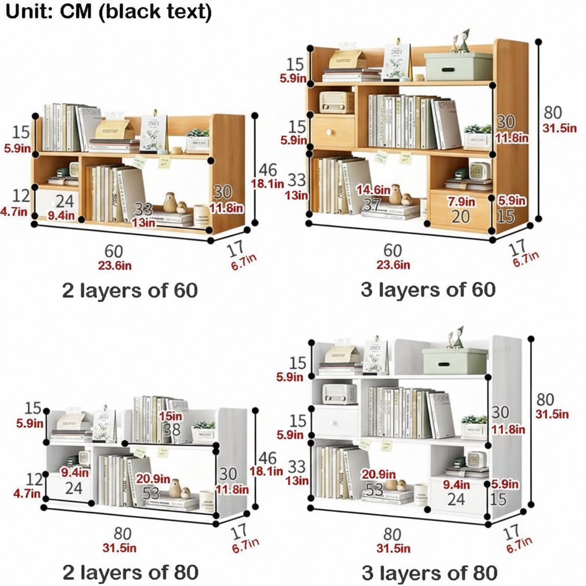 Boekenkast Bureau Organizer 3-Lagen – Casa Velluto Kleine Boekenkast met Lade – Multifunctionele Bureau-Organizer voor Thuis, Kantoor, Desktop, Opbergrek voor Boeken, Kantoorbenodigdheden en Decoratie – Modern, Compact, Rechthoekig
