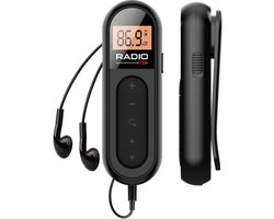 Radio - FM Radio - Draagbare Oplaadbare Zakradio met LCD Display en Belt Clip - Voor Joggen en Wandelen - Zwart