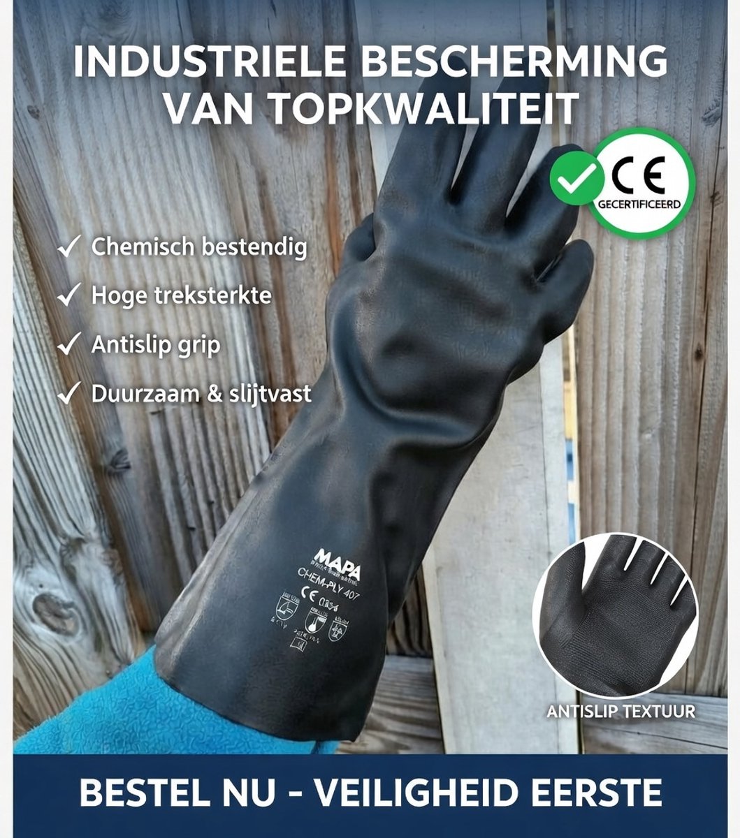 MAPA Chem-Ply 407 Werkhandschoenen - zwart - 1 paar