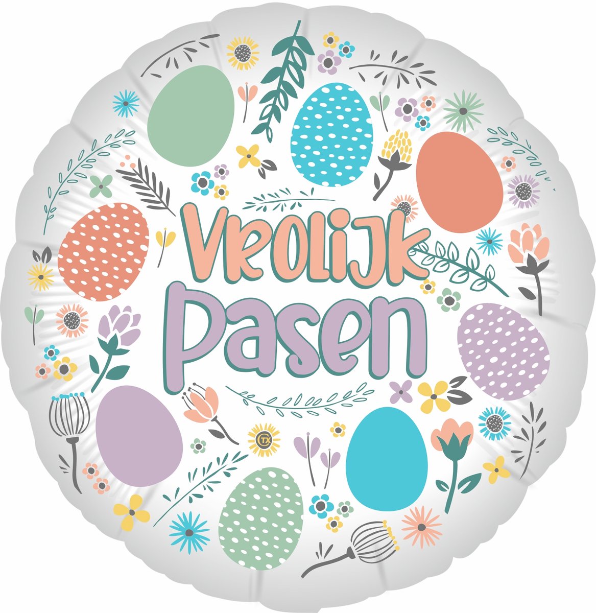 Vrolijk Pasen Easter eggs Folieballon, 45 cm